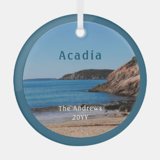 Sand Beach Acadia National Park Glass Tree Decoration