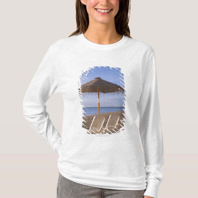 Sand Beach Chairs with Umbrella T-Shirt (Front)