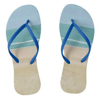 Sand Beach Ocean Waves Flip Flops