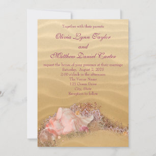 Sand Beach Seashells Beach Wedding Invitation