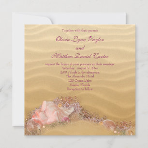 Sand Beach Seashells Beach Wedding Invitation