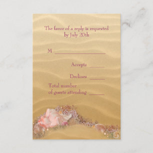 Sand Beach Seashells Beach Wedding RSVP Card