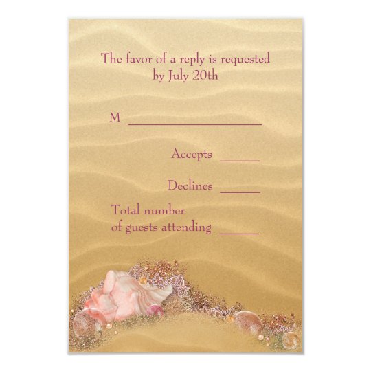 Sand Beach Seashells Beach Wedding RSVP Card