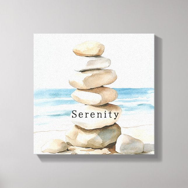 Sand Beach Serenity Rocks Ocean Canvas Print (Front)