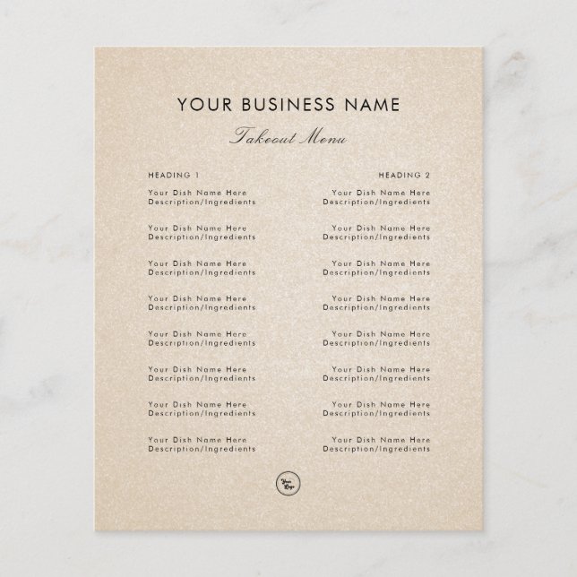 Sand Beige Add Logo Restaurant Takeout Takeaway Flyer (Front)