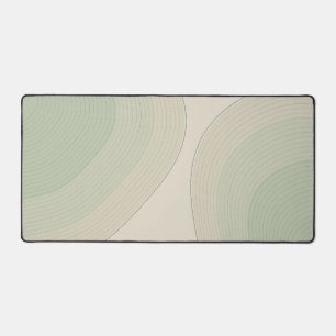 Sand Beige and Sage Topographic Coastal Contours Desk Mat