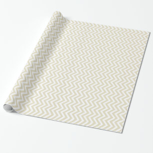 Sand Beige and White Large Chevron Pattern H Wrapping Paper
