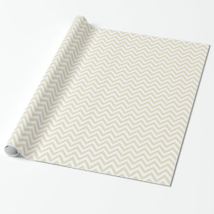 Sand Beige and White Large Chevron Pattern V Wrapping Paper