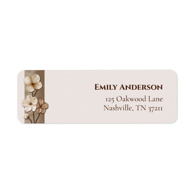 Sand Beige Hand Drawn Floral Botanical Return Ad (Front)