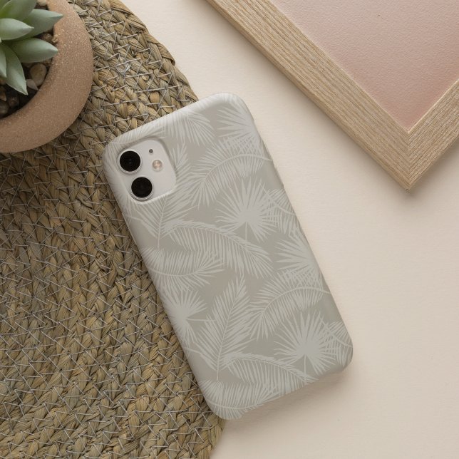 Sand Beige Tropical Botanical Palm Leaves Pattern iPhone Case (Creator Uploaded)