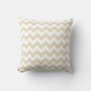 Sand Beige White Chevron Zig-Zag Pattern Cushion