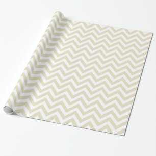 Sand Beige White Large Chevron ZigZag Pattern Wrapping Paper