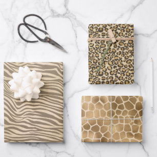 Sand Beige Zebra Print Wrapping Paper Sheet