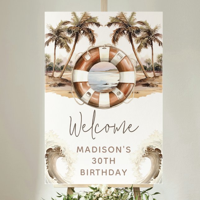 Sand Birthday Beach Party Welcome Sign (Creator Uploaded)