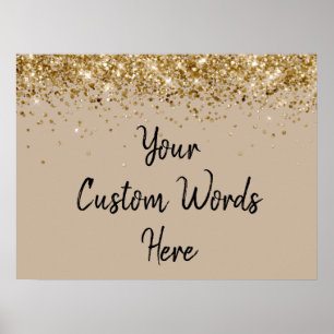 Sand Black Gold Glitter Birthday Party Anniversary Poster