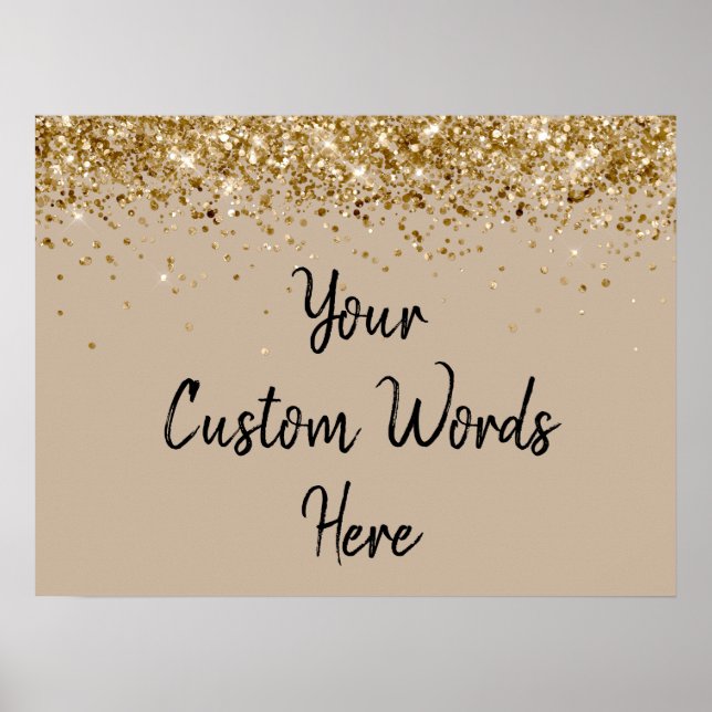 Sand Black Gold Glitter Birthday Party Anniversary Poster (Front)