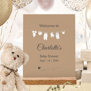 Sand Boho Minimalist Gender Neutral Baby Shower Acrylic Sign