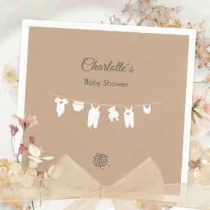 Sand Boho Minimalist Gender Neutral Baby Shower Napkin