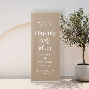 Sand Boho Welcome To Our Wedding Entrance Retractable Banner