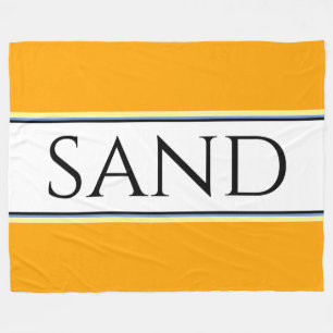 SAND Bright Golden Yellow White Racing Stripes Fleece Blanket