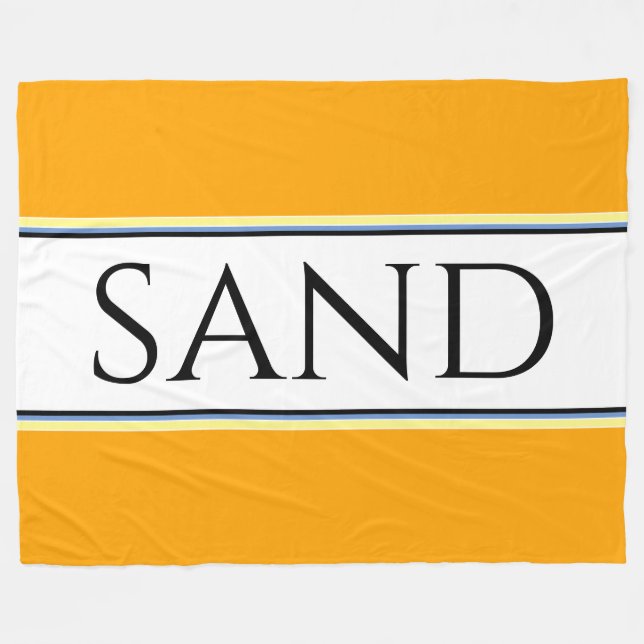 SAND Bright Golden Yellow White Racing Stripes Fleece Blanket (Front (Horizontal))
