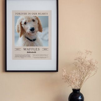 Sand & Brown Dog Memorial Portrait Photo Poster