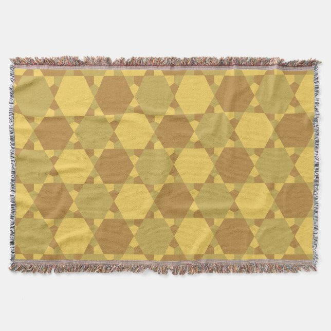 Sand Brown Star Optical Illusion Pattern Throw Blanket (Front)