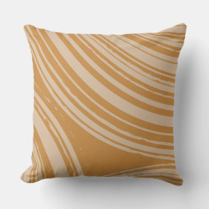 Sand Burnt Orange Wave Circles Cushion