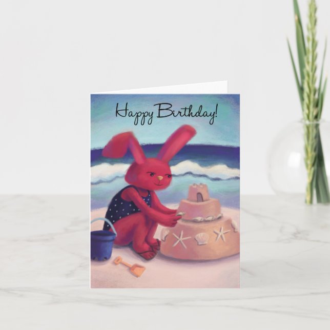 Sand Cake Happy Birthday Card (Front)