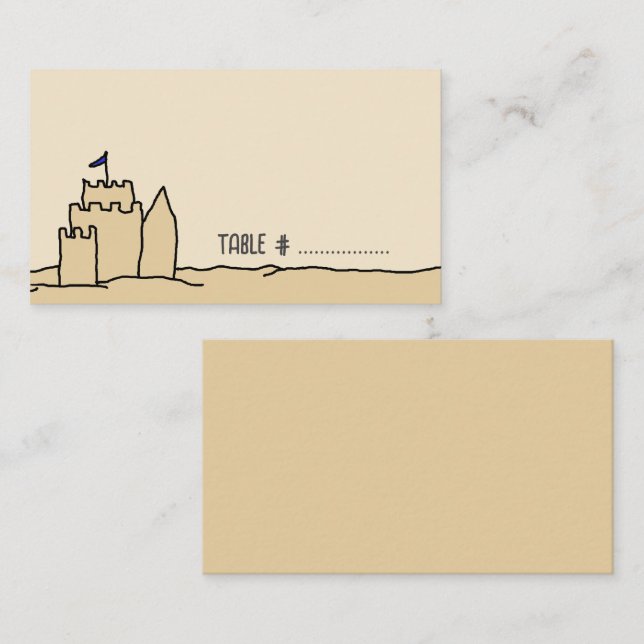 Sand Castle Art Escort Table Seating Cards (Front/Back)