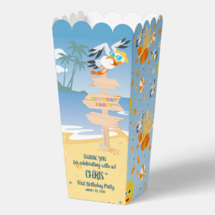 Sand castle beach fun baby boy birthday party favour box