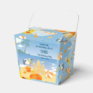 Sand castle beach fun baby boy birthday party favour box
