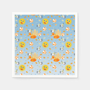Sand castle beach fun baby boy birthday party napkin