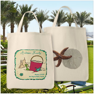 Sand Castle Beach Personalised Family Reunion Tote Bag