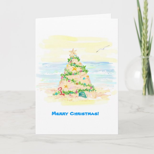 Sand Castle Christmas Tree Holiday Card (Front)