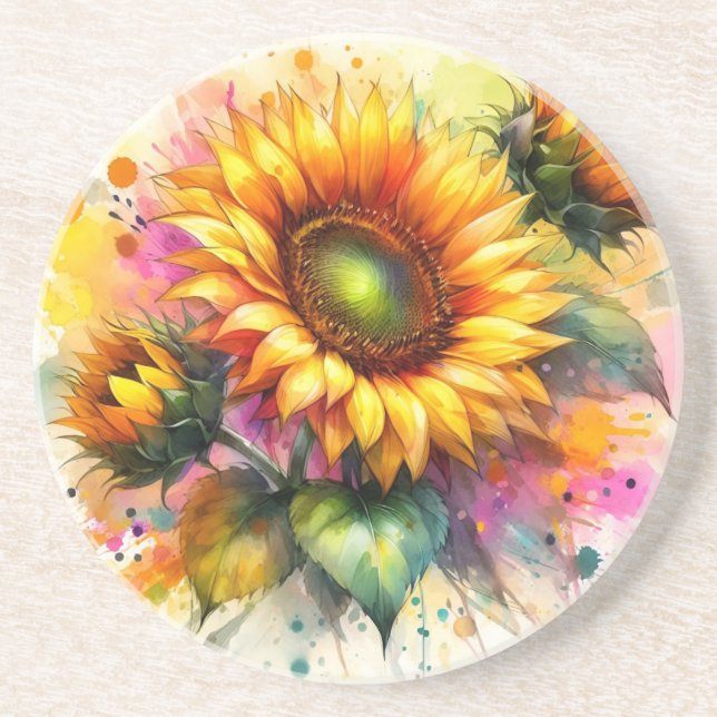Sand Coaster - Beautiful Sunflowers, Art (Front)
