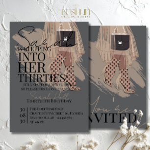 Sand colour Heels & Dress Thirties Elegant Birthda Invitation