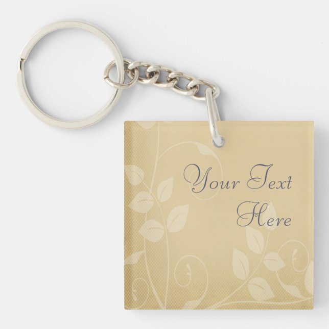 Sand Colour Vintage Hearts Key Ring (Front)