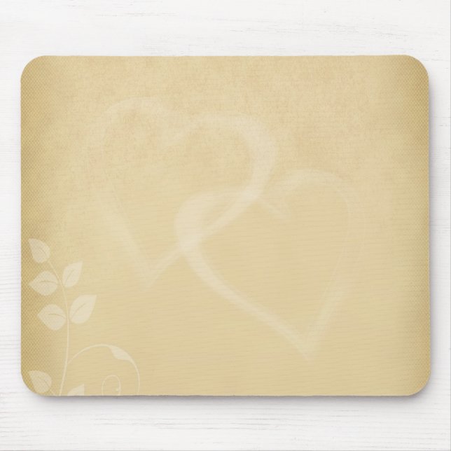 Sand Colour Vintage Hearts Mouse Mat (Front)