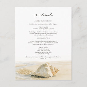 Sand Cream Shell Coast Script Wedding Details Enclosure Card
