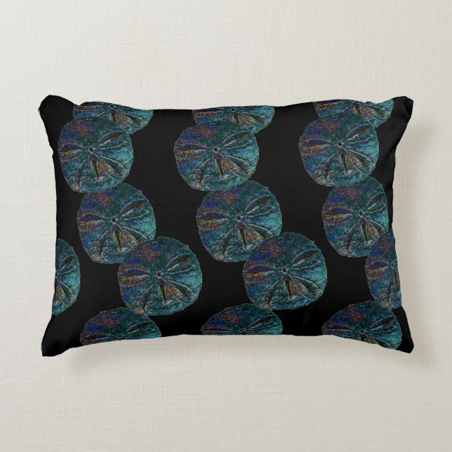 Sand Dollar Abstract Artsy Blue Black Gift Favour Decorative Cushion (Front)