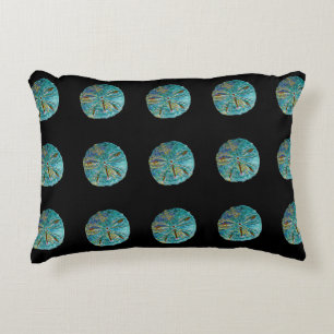 Sand Dollar Abstract Pattern Gift Favor Teal Black Decorative Cushion