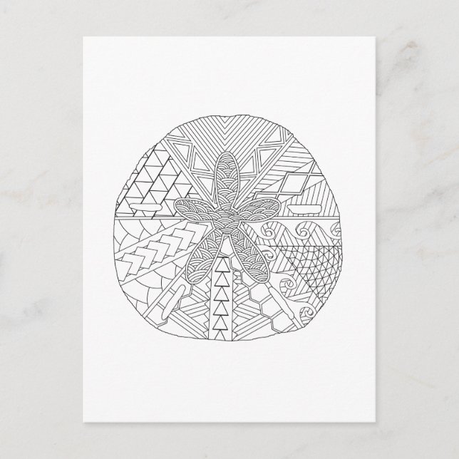 Sand Dollar Adult Colouring Postcard (Front)