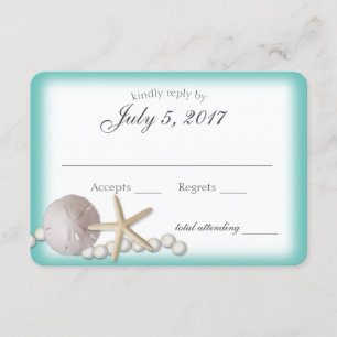 Sand Dollar and Pearls Beach Wedding Reply RSVP Card