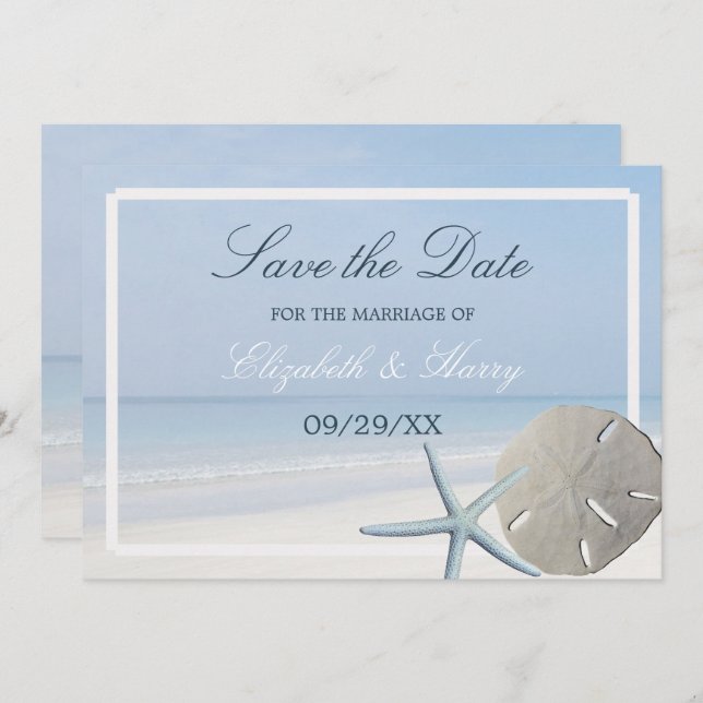 Sand Dollar and Starfish Beach Save The Date (Front/Back)