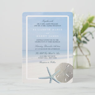 Sand Dollar and Starfish Beach Wedding Invitation