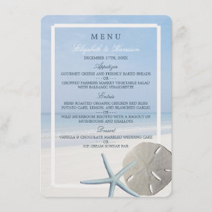 Sand Dollar and Starfish Beach Wedding Menu