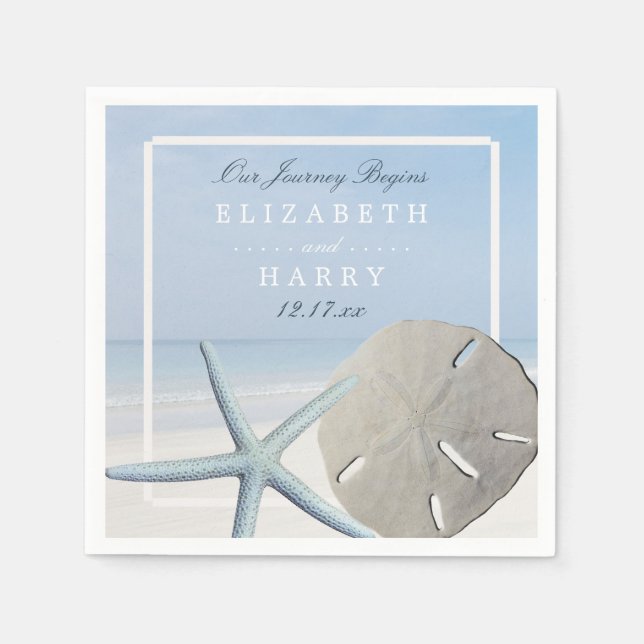 Sand Dollar and Starfish Beach Wedding Napkin (Front)