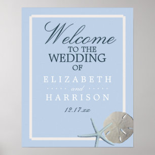 Sand Dollar and Starfish Beach Wedding Welcome Poster
