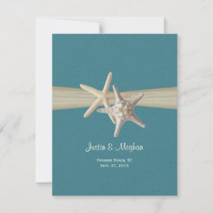Sand Dollar and Starfish Burlap Reception Invitation